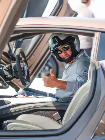 Driver in a supercar