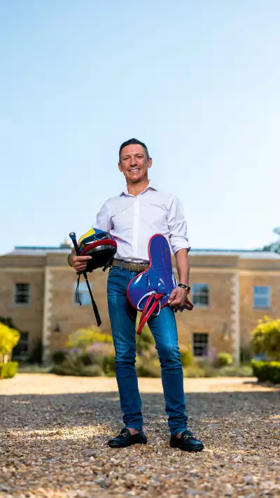 Jockey Frankie Dettori outside of his Newmarket home