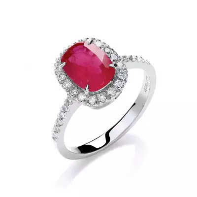 London DE 18ct white gold diamond ruby ring, &pound;1,199