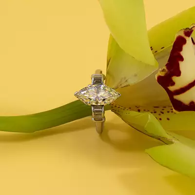 Lot 209: a marquise-cut diamond ring, estimate &pound;1,500-&pound;2,500.