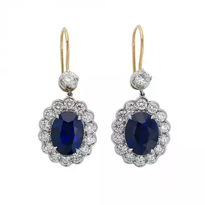 Lot 197: a pair of sapphire and diamond cluster ear pendants, estimate &pound;8,000-&pound;10,000.