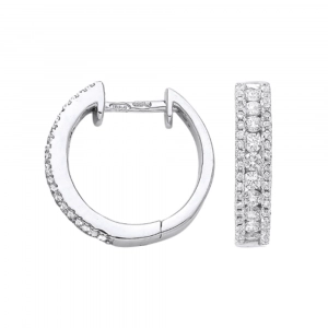 London DE 18ct white gold diamond hoop earrings, £999