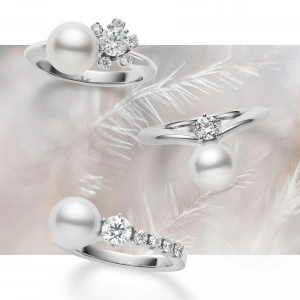 Mikimoto Lumière Perle engagement ring collection