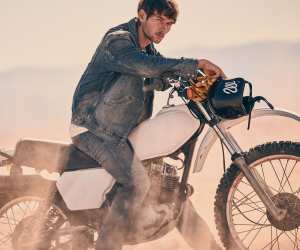 Models wears Wrangler double denim