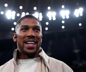 Anthony Joshua attends the heavyweight bout between Tyson Fury and Arslanbek Makhmudov at Tottenham Hotspur Stadium, London