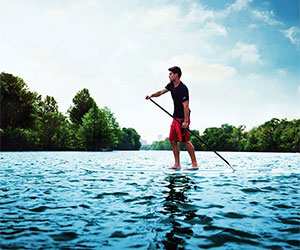 Man on a stand up paddle board