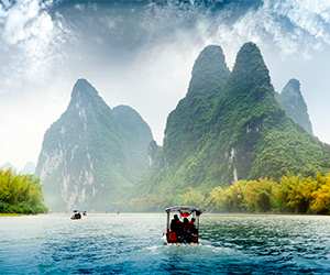 Boat sailing on an exotic river