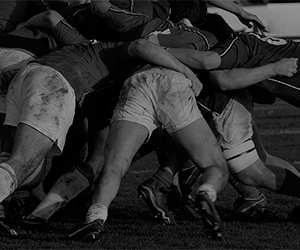 Rugby team in a scrum