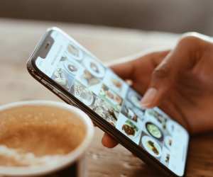 Mobile phone in coffee shop