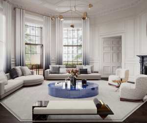A living room inside a luxury apartment at The Old War Office