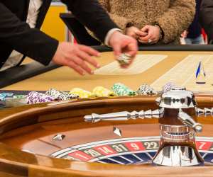 Playing roulette at a casino