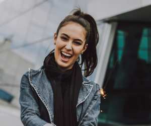 Model smiling