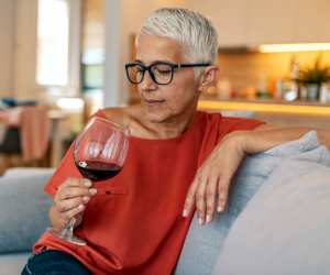 Woman drinking wine