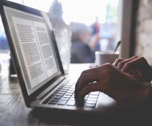 Person working on a laptop
