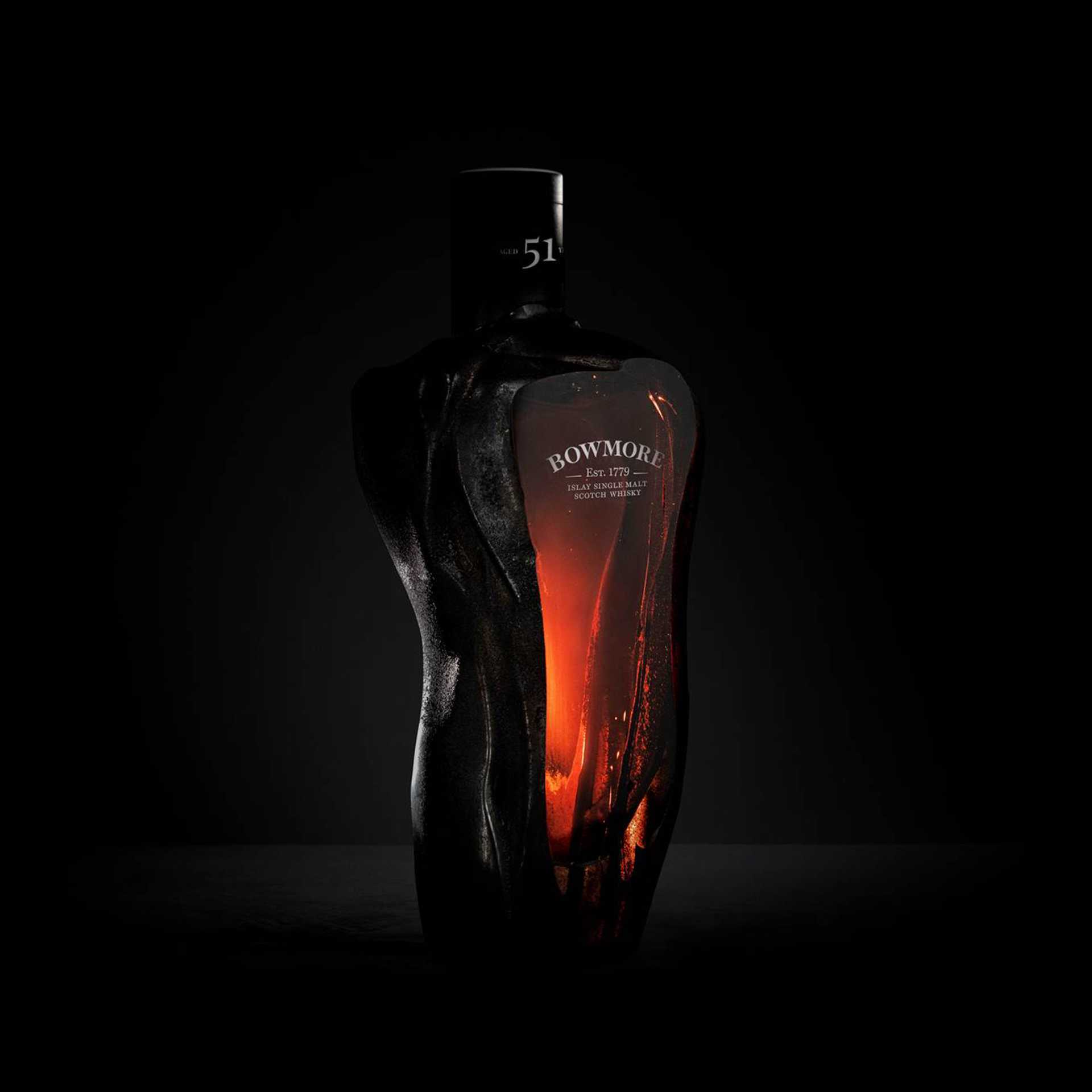 Bowmore - 51-Year-Old Bowmore Onyx in hand carved, bespoke black glass vessel Bowmore - 51-Year-Old Bowmore Onyx in hand carved, bespoke black glass vessel