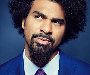 David Haye models blue Timothy Everest suit