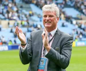 Coventry City owner Doug King applauds the fans.