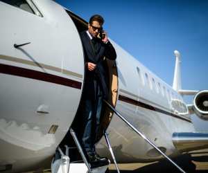 Man on a private jet