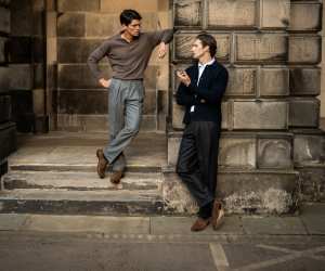 Models wearing Kit Blake trousers
