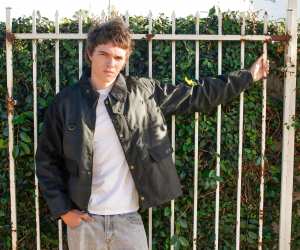 Model wearing Patina wax jacket