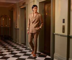 Model wears Frescobol Carioca suit