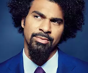 David Haye models blue Timothy Everest suit
