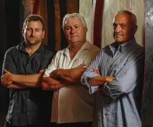 Lawrence Cronin, Pierre Seillan and Michele Pezzicoli – the winemaking team at Tenuta di Arceno.