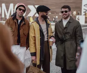 Models on a rooftop at Pitti Uomo