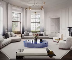 A living room inside a luxury apartment at The Old War Office