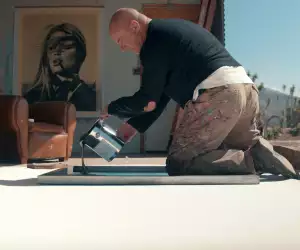 Artist Russell Young painting in Los Angeles
