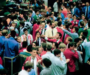 City of London stock traders 1990s UK at the London International Financial Futures Exchange (LIFFE).