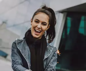 Model smiling