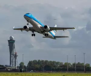 A plane taking off
