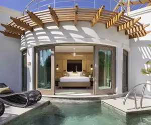 Sandals’ Rondoval Butler Sky Villa features a private plunge pool, lush surroundings, and 24-hour VIP butler service.