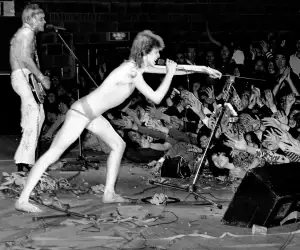Mick Ronson and David Bowie in concert in Japan, 1973