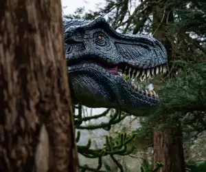 T-Rex statue at Ynyshir